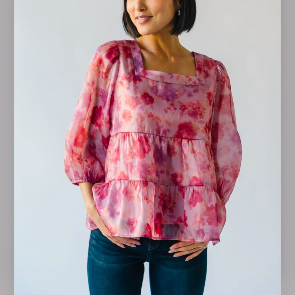 POLAGRAM Organza Floral Top